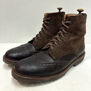 Brunello Cucinelli Brown Suede Leather Wingtip Boots Made in Italy EU 45 US 12 D